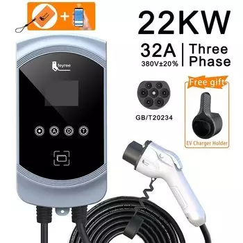 Feyree Зарядное устройство для электромобилей GB/T Socket 32A 7KW 1Phase 16A 11KW 3Phase 22KW Зарядная станция управления через приложение для электромобиля EVSE Wallbox