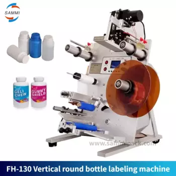 FH-130D New Arrived Vertical Round Bottle Labeler Semi-automatic Double-Label Labeling Machine For Glass And Plastic Bottles