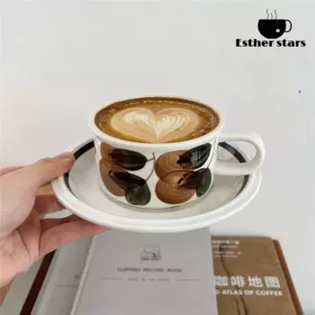 Финская винтажная кофейная чашка и блюдце, коричневые керамические кружки с ручной росписью, французская послеобеденная чашка, креативные подарки