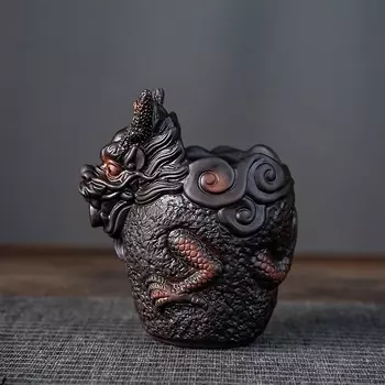 Фиолетовая керамическая чашка JIANGXINSHE с драконом