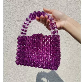Фиолетовые сумки ручной работы, изготовленные по индивидуальному заказу, ручная женская сумка с бисером, маленькая популярная дизайнерская Высококачественная женская сумка для банкета