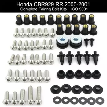 Подходит для Honda CBR929RR 2000 2001 CBR 929RR, полный комплект обтекателя, винты, комплект болтов для обтекателя, зажимы из нержавеющей стали, гайки