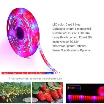 Фитолента Lebeisenf 5м, красный+синий, 12В, 5А