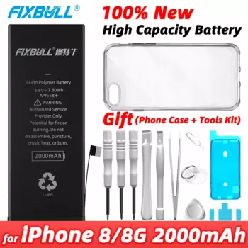 FIXBULL 100% новый мобильный телефон батарея для iPhone 8 8G Замена Bateria для iPhone8 оригинал и высокая Емкость 1821mAh 2000mAh