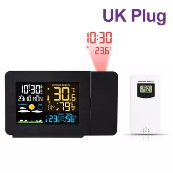 FJ3391 электронные проекционные часы, метеостанция, прогноз погоды, температура и влажность, цветной экран, цифровые часы с будильником