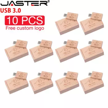 Флэш-накопитель JASTER Деревянный USB 3,0, 128 ГБ, с логотипом на заказ, 64 ГБ, 32 ГБ, 10 шт./партия