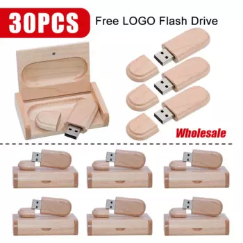 Флэш-накопитель USB + коробка, деревянная гравировка логотипа, 4 ГБ, 8 ГБ, 16 ГБ, 32 ГБ, 64 ГБ, свадебный подарок, 30 шт.