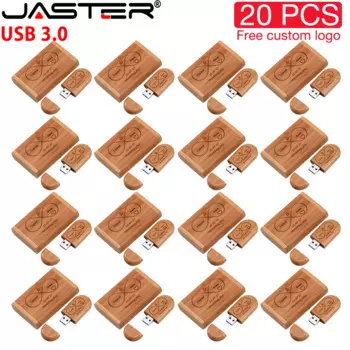 Флэш-накопители JASTER Деревянные USB 3,0, 128 ГБ, 64 ГБ, 32 ГБ, 20 шт./партия
