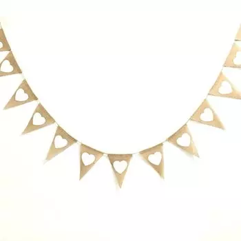 Флажки из джута OZXCHIXU с сердечками, 13 шт.