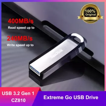 Флеш-накопитель SanDisk Extreme Go USB 256 Gen 1, флеш-накопитель 400 ГБ, U-диск, металлическая флешка, скорость чтения до Мб/с, карта памяти CZ810 для ноутбука