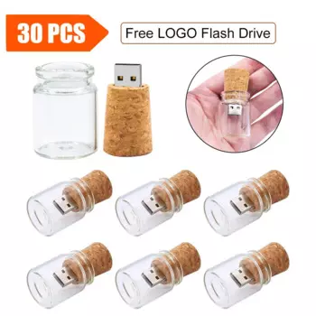 Флеш-накопитель USB 2,0 со стеклянной бутылочкой для дрифта, 30 шт./партия, 4 ГБ, 8 ГБ, 16 ГБ, 32 ГБ, 64 ГБ, креативный свадебный подарок