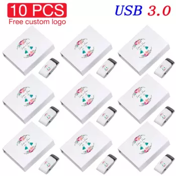 Флеш-накопитель USB 3,0 в белой коробке, 10 шт./партия, 128 ГБ, 64 ГБ