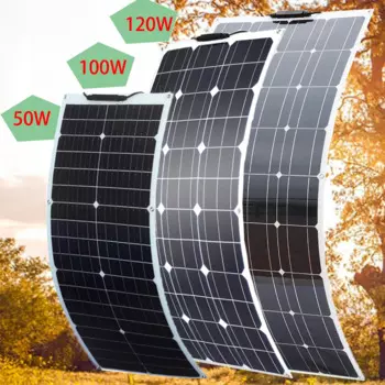 Flexible solar panel 18v гибкие солнечные панели 50w 100w 120w Солнечный балкон фотоэлектрическая панель для дома автомобиля лодки camper 12v зарядное устройство водонепроницаемый