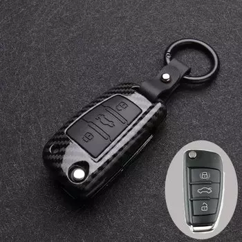 Флип-чехол для автомобильного ключа из углеродного волокна, защитный чехол для Audi A1, A3, A4, A6, TT, Allroad, Q3, Q7, R8, S6, SQ5, RS4 2018, брелок