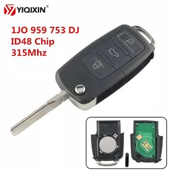 Флип YIQIXIN дистанционный ключ-брелок от машины для Volkswagen VW Golf 4 5 Passat B5 B6 Polo Touran, 315 МГц, чип ID48, 1JO 959 753, DJ