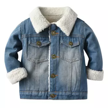 Флисовое джинсовое пальто для мальчиков с принтом тай-дай, ковбойская куртка для девочек, шерпа с лацканами и планкой, повседневная верхняя одежда, переходная детская зимняя куртка
