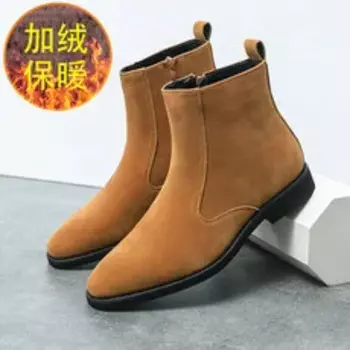 Флисовые теплые ботинки челси британские высокие ковбойские мужские ботинки европейские и американские кожаные ботинки на молнии