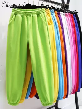 Флисовые тренировочные штаны осенне-зимние новые модные разноцветные женские облегающие спортивные повседневные брюки Harlan с высокой талией