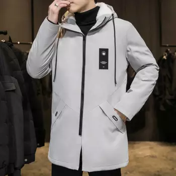 Флисовые зимние мужские куртки с капюшоном 2024, длинное пальто, парка с капюшоном, мужские зимние куртки, ветровка, мужская легкая подкладка с капюшоном