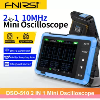 FNIRSI мини-ручной цифровой осциллограф DSO-510 48 мс/с, полоса пропускания 10 МГц 2 в 1, портативные многофункциональные электронные инструменты для ремонта