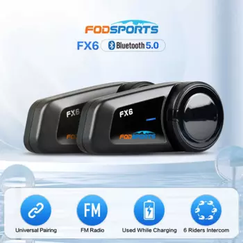 Мотоциклетная гарнитура Fodsports FX6, bluetooth шлем, 6 райдеров, FM-радио.