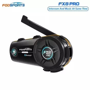 Fodsports FX8 Pro Мотогарнитура Мотоцикл Гарнитура Bluetooth Интерком Шлем Гарнитура 8 Rider 2000M, Музыка Поделиться, FM Радио