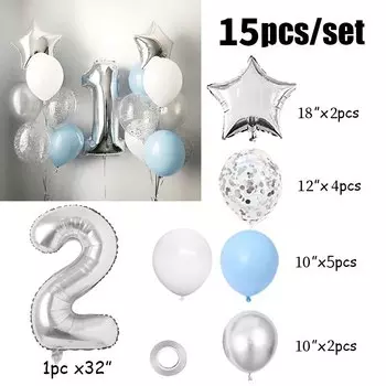 Фольгированные шары Starl серебристо-синие № 1-9 Yaobener