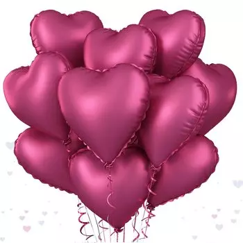 Фольгированные шары в форме сердца MicroPlush 18 дюймов, розовые, красные
