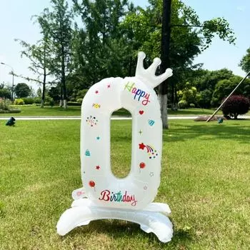 Фольгированные шары WEEDDIE 32 дюйма белые цифры 0-9 с короной