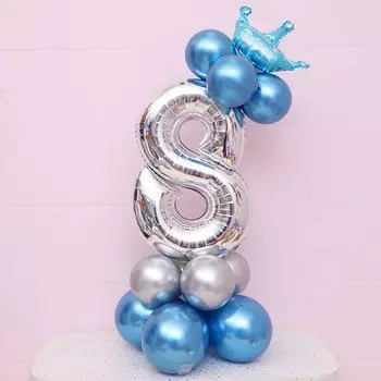 Фольгированные шары Яобенер, серебристо-синие, 32 дюйма, набор из 1 шт., для дня рождения