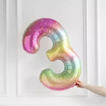 Фольгированный воздушный шар Globos 40 дюймов с радужной звездой и цифрами
