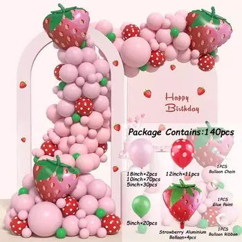 Фольговые шары клубничная тематика MANLENI 71 шт