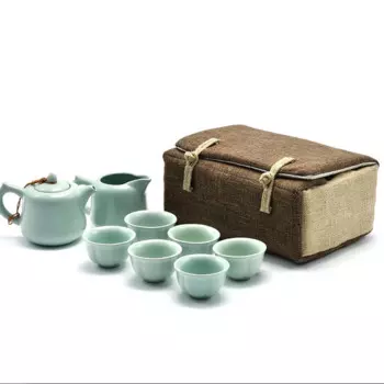 Складная льняная сумка для хранения чайного набора
