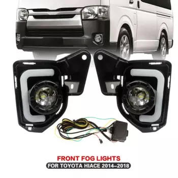 Фонарь для дневного света для Toyota Hiace 2014-2018, дневной свет, противотуманная фара, ободок, сигнал поворота + передний бампер, маленький фонарь, 1 комплект