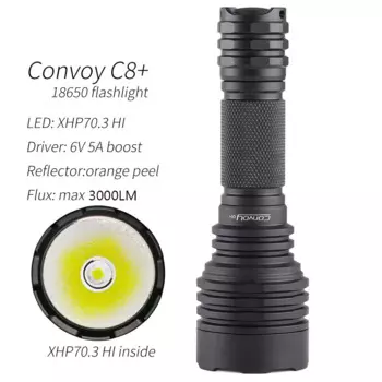 Фонарик Convoy C8 + XHP70.3 HI 18650, макс. лм, высокая яркость
