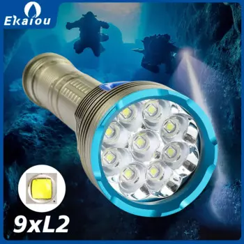Ekaiou 9 LED Diving Flashlight 150M Белый/Желтый