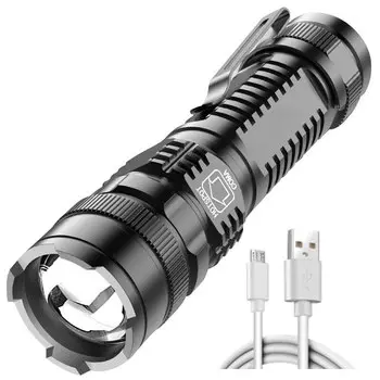 Фонарик XINYI Черный Алюминиевый USB