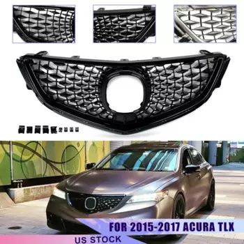 Для 2015 2016 2017, Acura TLX Grill 2018, стиль, глянцевый черный передний бампер, верхняя решетка для Acura TLX, комплект кузова, внешние аксессуары