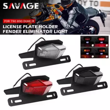 Для 790 890 DUKE/R 2018-2024 мотоцикла складной держатель номерного знака светодиодный указатель поворота задний стоп-сигнал мигалка Fender Eliminator