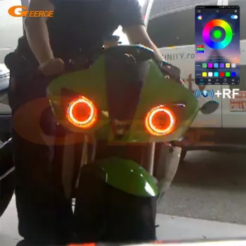 Для Kawasaki Ninja Zx-6r Zx6r Zx600 07 08 Zx-10r Zx10r Zx10 06 07 многоцветные ультра яркие RGB LED Ангельские Глазки набор Halo кольца