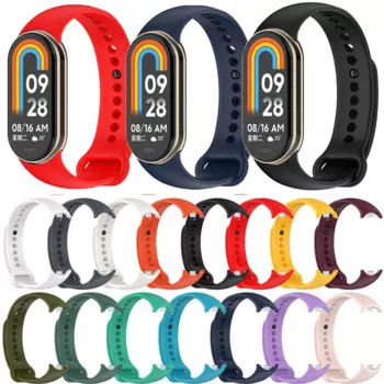 For Xiaomi Mi Band 8 Smartband Strap Correa Silicone Wristband Bracelet Watchband mi band 8 ремешок mi band 8 (Metal insert)