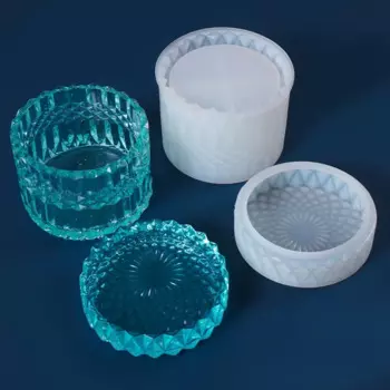 Форма для банка из смолы, форма для смолы, ювелирные изделия с крышкой, коробка для хранения, силиконовая форма, круглый контейнер, форма для смолы, литье эпоксидной смолы Sil