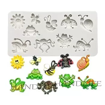 Формы для торта HANDLIFE силиконовые фигурки пчела бабочка лягушка улитка