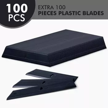 FOSHIO 100 шт. 3-дюймовые черные пластиковые лезвия для бритвы для автомобиля, экскаватор для удаления наклеек, запасной чистящий ручной инструмент, замена