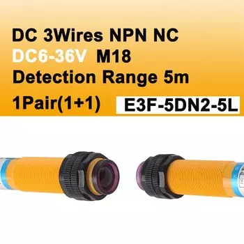 Фотоэлектрический переключатель, диапазон обнаружения датчика 5 м PNP NO NC NPN 18 мм, 1 пара