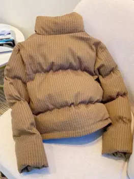 Foufurieux, новые корейские модные парки, зимнее пальто, женское короткое толстое хлопковое пальто с воротником-стойкой, повседневная свободная куртка, одежда, верхняя одежда