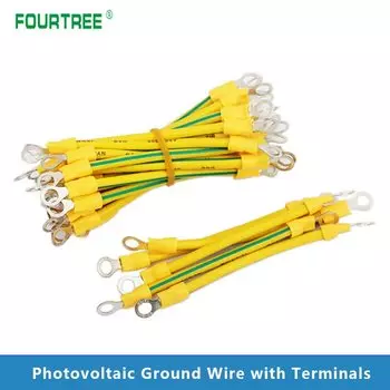 10 шт. BVR солнечный фотоэлектрический заземляющий провод с терминалом 12 AWG заземляющий провод с отверстием 5 мм желто-зеленый гибкий медный заземляющий кабель