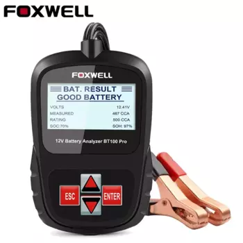 FOXWELL BT100 Pro 12 В тестер автомобильного аккумулятора для свинцово-кислотных аккумуляторов AGM GEL 12 В цифровой анализатор аккумуляторов 100-1100CCA диагностические инструменты