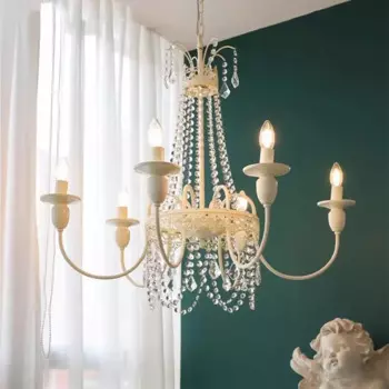 Французская Хрустальная ретро-люстра, настенный светильник в стиле принцессы, комнатный подвесной светильник, лампа для спальни, прикроватная лампа, подвесной светильник в сельском стиле