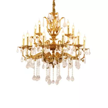 Французская Классическая Люстра для виллы, латунная лампа в стиле Европейской барокко, Хрустальные подвесные светильники для гостиной и столовой